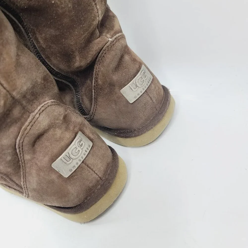 UGG‎ Women's Brown Cargo 5132 Leather Fur Mid-Calf Winter Snow Boot Size 9